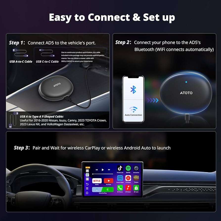 カーナビ ATOTOZONE AD5 CarPlay AI Box Amazon.com: ATOTOZONE AD5 Wireless CarPlay Adapter & Android